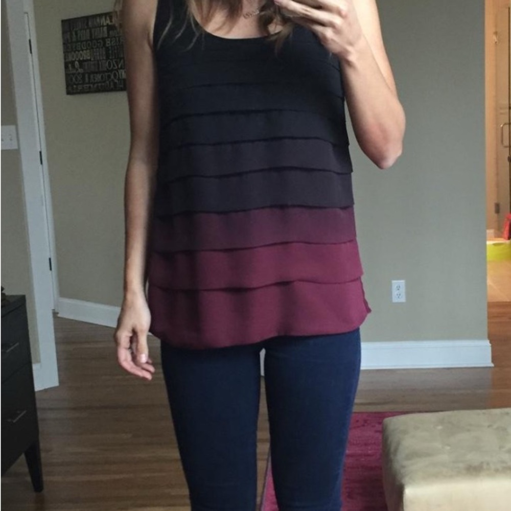 Saks 5th Avenue Burgundy Layered Sleeveless Top